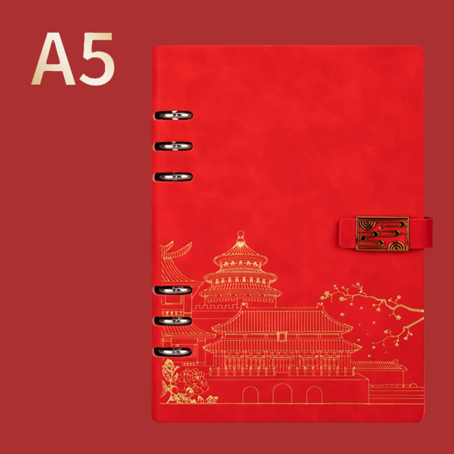 1pc mehrfarbiges elegantes a5 Kunstleder tagebuch, Hardcover-Loseblatt-Notizbuch-perfekt für Büro, Studenten – Detail 5