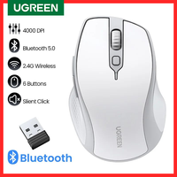 UGREEN Wireless Mouse Bluetooth 5.0 Ergonomic 4000 DPI 6 Mute Buttons For MacBook Computer Tablet Laptop PC 2.4G Wireless Mice