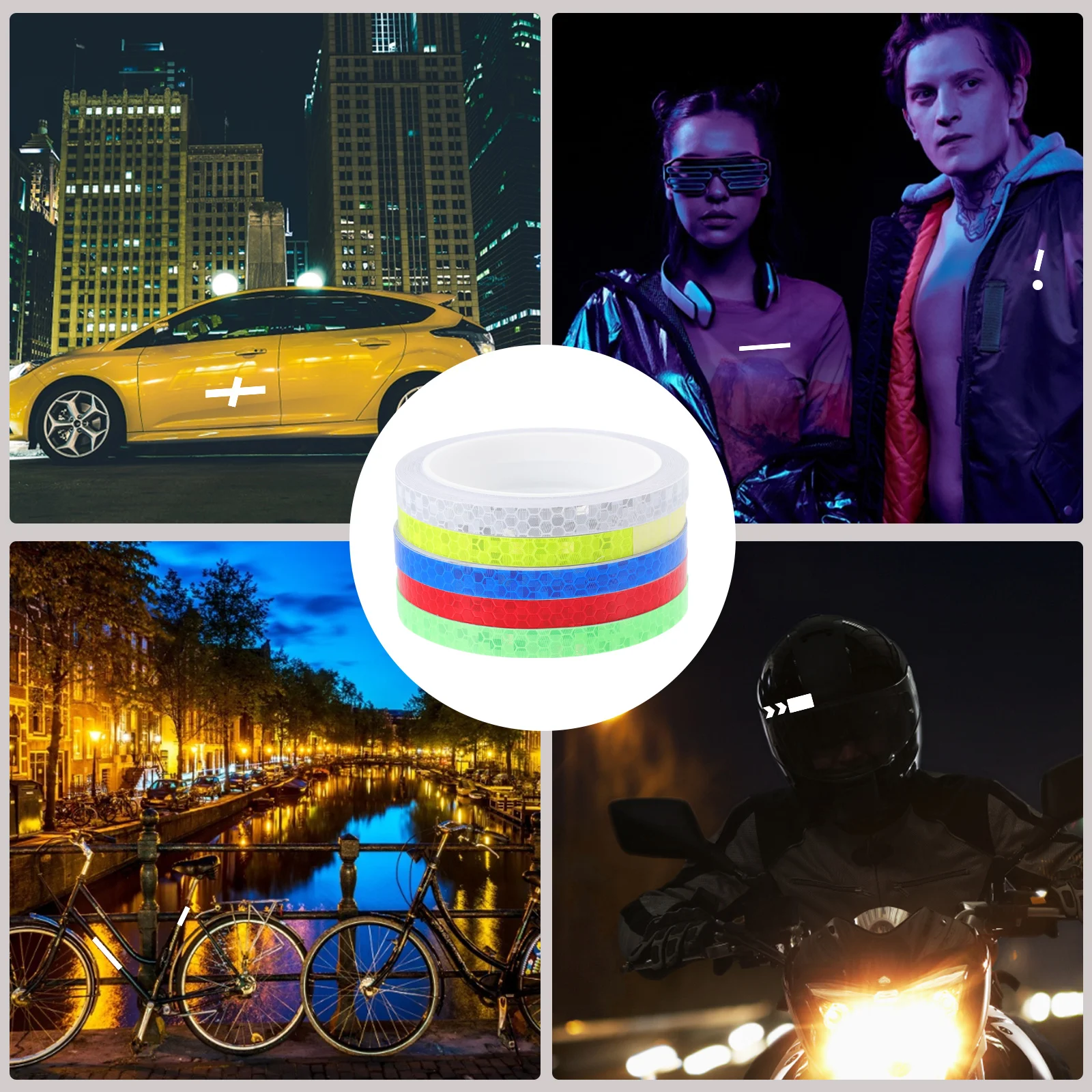 

5 Rolls Bicycle Reflective Stickers Tapes Warning Decals Self-Adhesive Safety Reflectors Long Length for Cycling