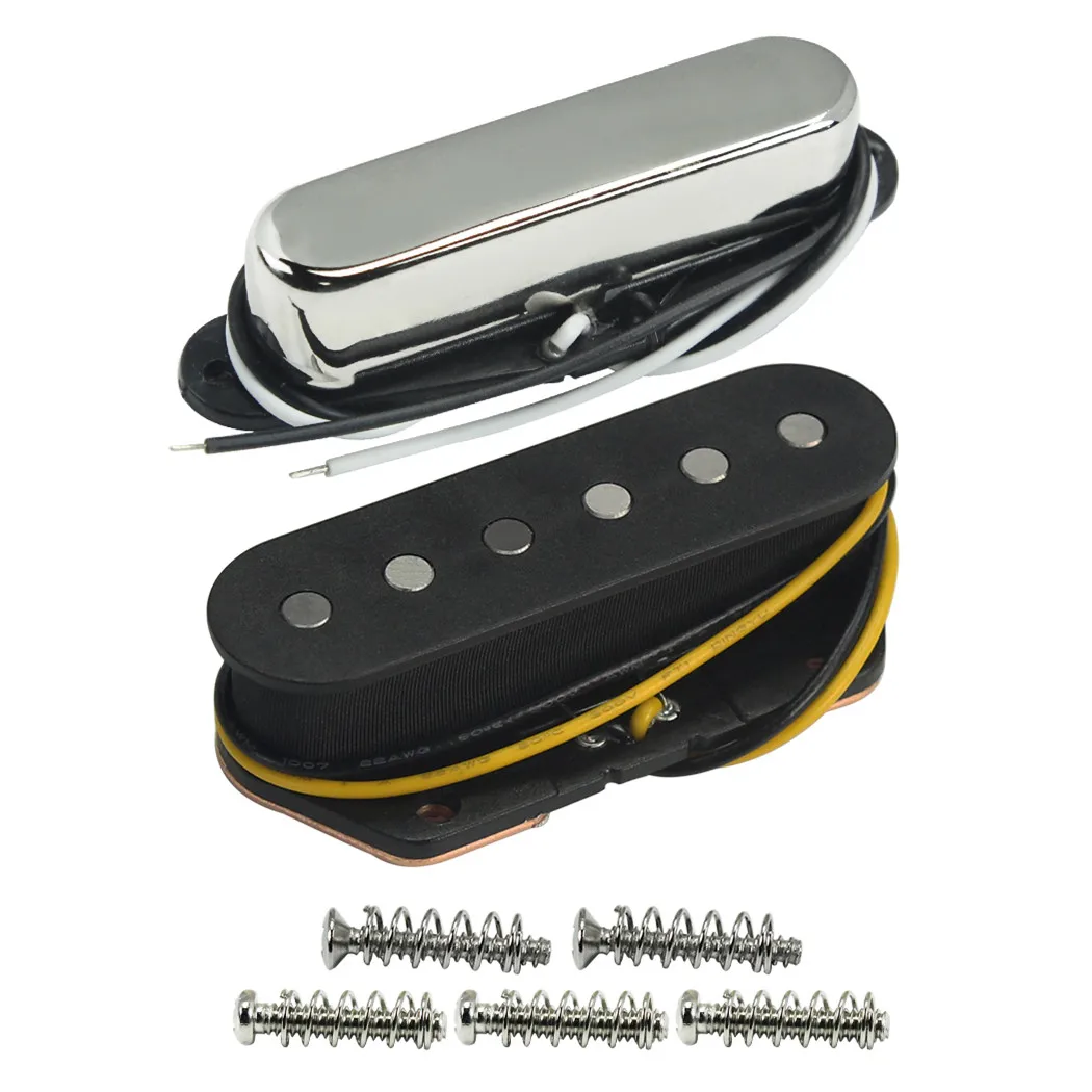 FLEOR Set of Alnico 5 Electric Guitar Single Coil Pickups Neck+Bridge Pickups TL Guitar Parts,Chrome/Golden/Black Choose