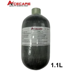 Cilindro da fibra do carbono de ACECARE, tanque de alta pressão, garrafa de HPA, CE, mergulho autônomo, 4500PSI, 300BAR, 30MPA, 1.1L, M18 x 1.5