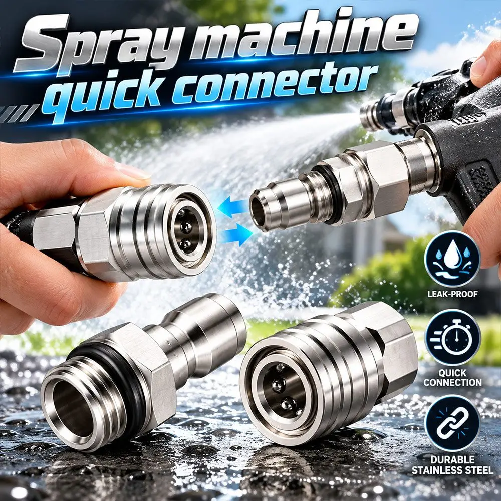 New Stainless Steel Quick Coupler Thickened 1/4inch Spray Fitting Leak Proof Silver Tone Hose Connector for Paint Sprayer