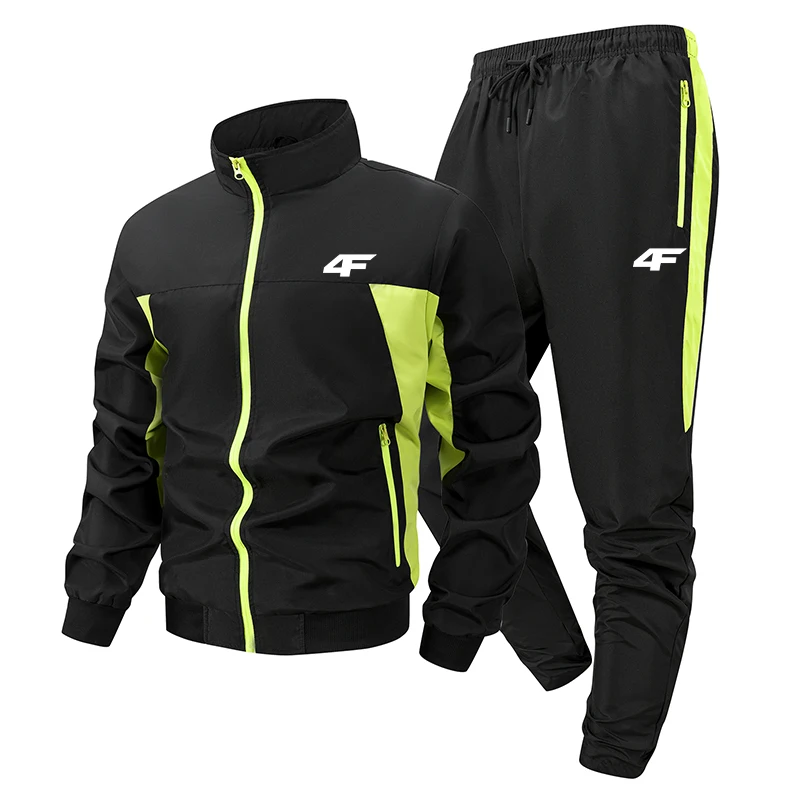 

Graphic Colorblock Tracksuit for Men 2 Piece Sportsuits Outdoor Athletic Jacket Coat Outwear Pants Trousers with Zipper Pockets