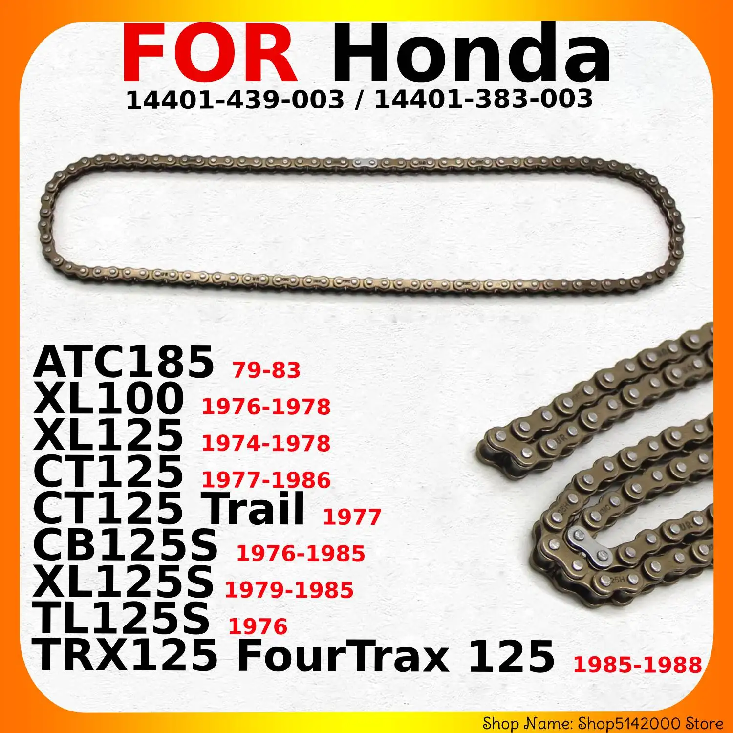 Motorcycle Parts Engine Timing Chain Link For Honda XL125 1974-1978 CT125 XL100 TL125S 1976 Trail CB125S XL125S    14401-383-003