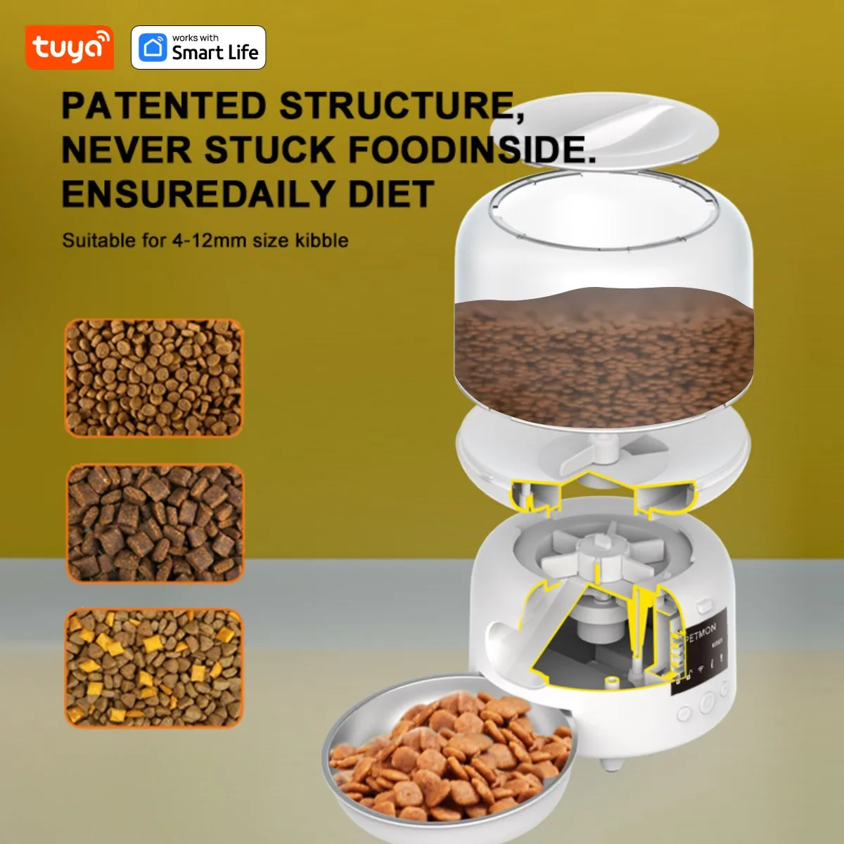 Tuya 2.4G Wi-Fi 3L Automatic Pet Feeders, APP control, Plan Feeding,For Cats and Puppy,Dogs Pet Feeder with Stainless Steel Bowl