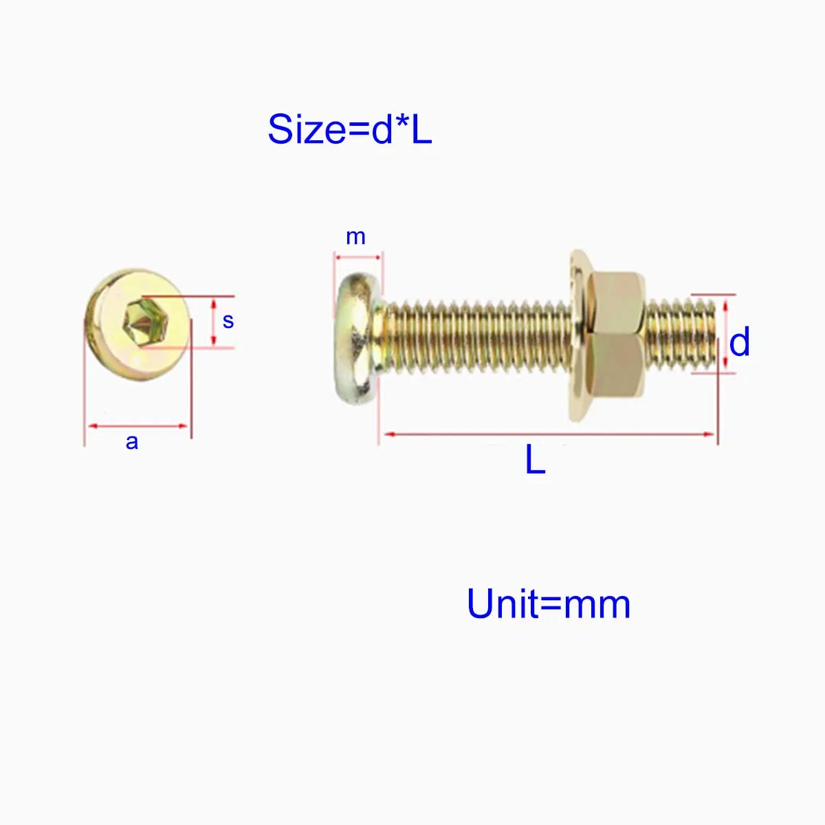 

Iron Colored Zinc Flat Round Head Screw Flange Nut Combinatio M6M8