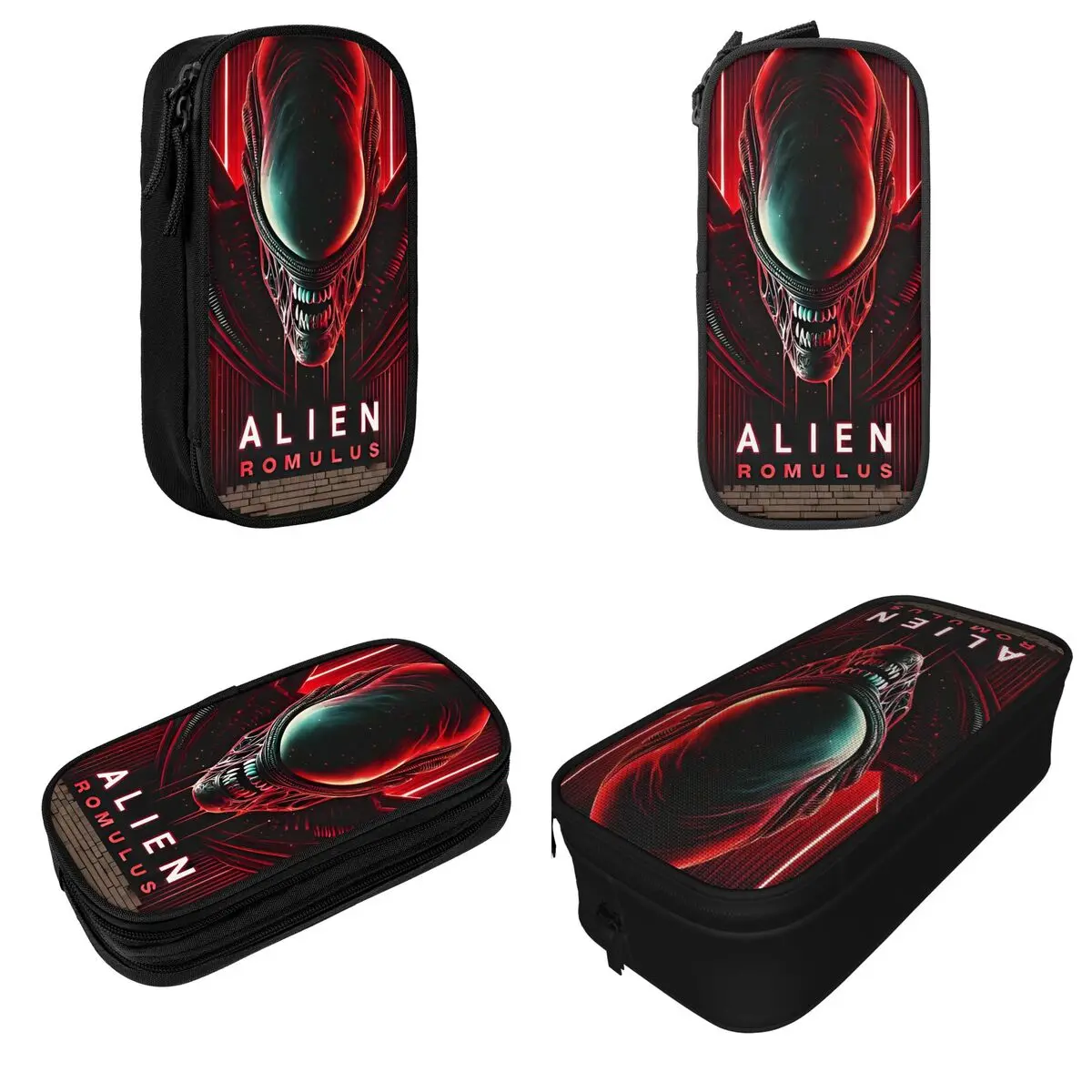 Alien Menacing Close-Up Romulus Horror Pencil Cases Pencil Pouch Pen Holder for Student Big Bag School Supplie Zipper Stationery