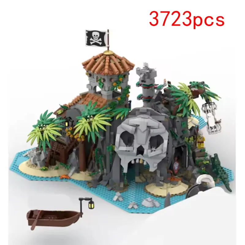 

Spot MOC-138516 3723pcs small particle assembly building blocks island castle building house model toy gift