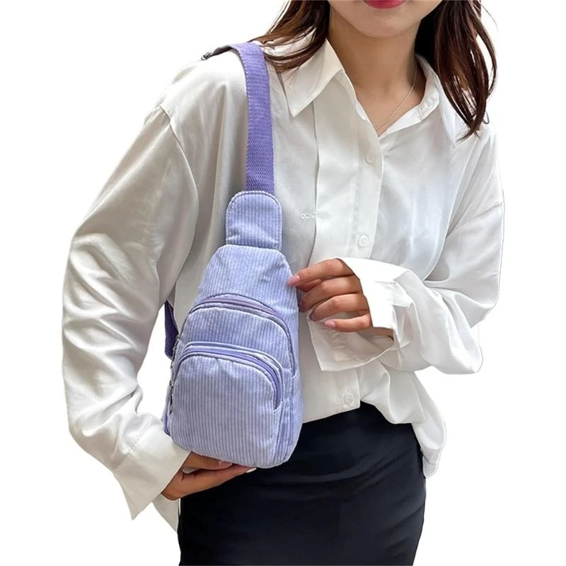 

Mini Shoulder Bag Corduroy Crossbody Bag Trendy & Convenient Chest Bag for Girls