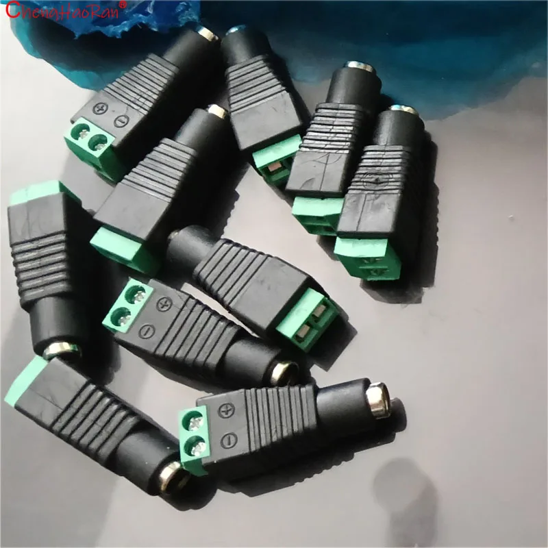10PCS/LOT DC 5.5 * 2.1mm Green Terminal Male Female Welding Free 12V Power Connector Router Camera Power Connector ﻿