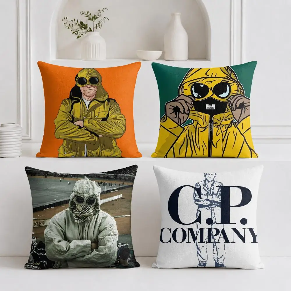 C-CP C-company Logo Cushion Cover Organic Linen Square Pillow Case Durable Non-Allergenic And Kind To Skin