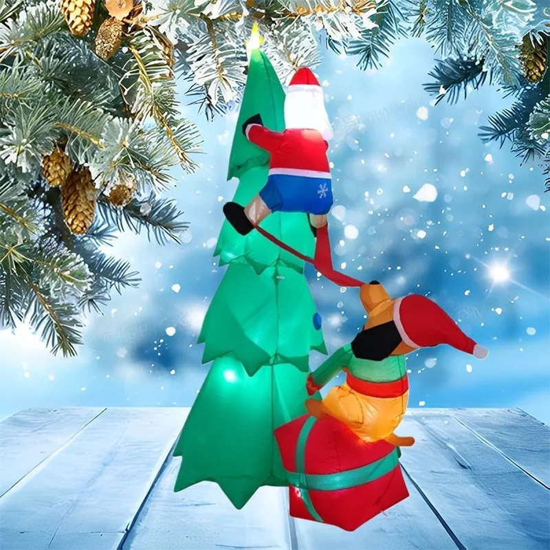 Juguete inflable de Papá Noel para escalar, modelo inflable luminoso, modelo de decoración de atmósfera navideña