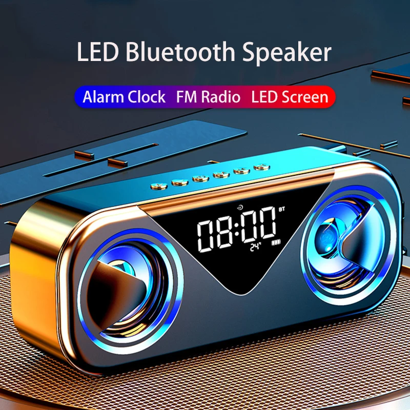 

Portable HIFI Bluetooth Speaker Wireless Alarm Clock USB Sound Box Waterproof Outdoor Subwoofer 3D Stereo Sound Music Center