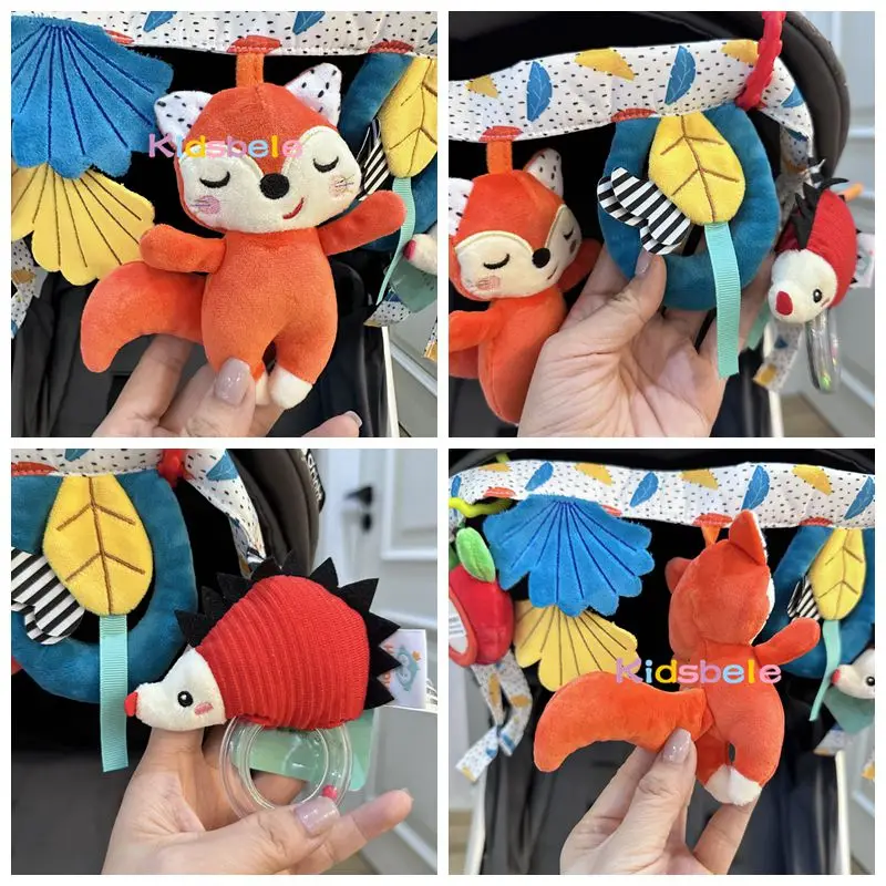Giocattolo di peluche per bambini Culla appesa Adorabile passeggino di peluche Sonagli sensoriali per neonati per attività di sviluppo dell'apprendimento infantile del bambino