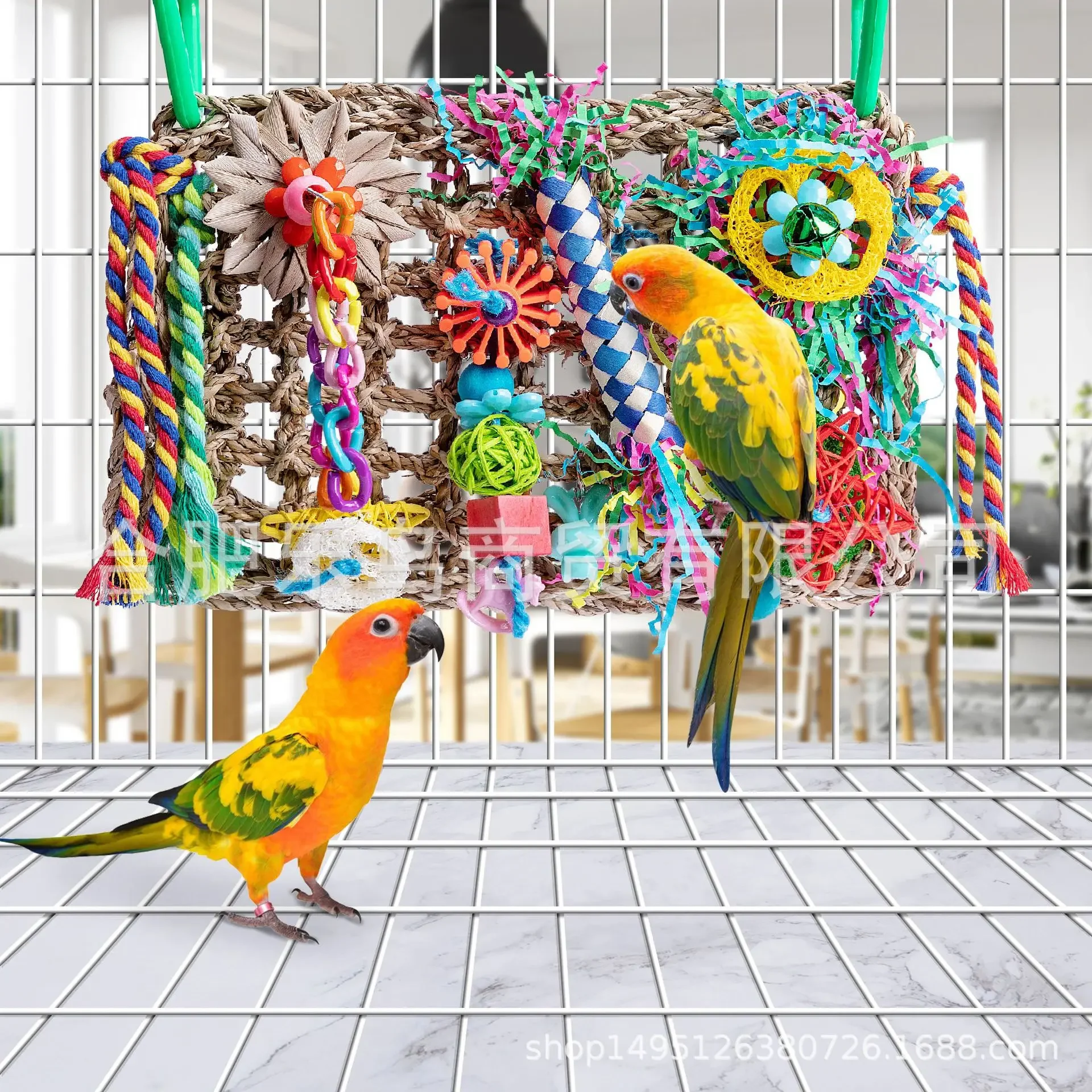 Bird Toys Parrot Accessories Chewing Toys Parrot Molars Climbing Net Bird Training Interactive Toy Bird Cage Decoration Supplies