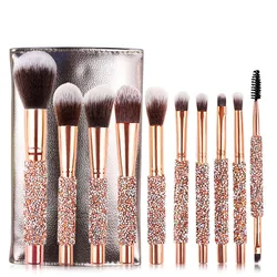 10-pieces High Quality Diamond Rod Makeup Brush Set Professional Beauty Tools Foundation Brushes