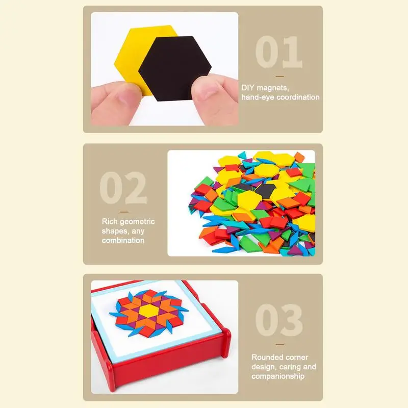 Magnetic Tangrams Safe Eco-Friendly Magnetic Puzzles Develop Imagination For Shape Recognition Wood Tangram Geometric