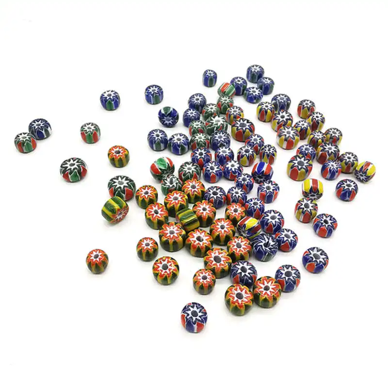 20Beads Nepal Hand Lampwork Safron Colorful Disk Beads 8-10mm Antiqued Trade Beads TSB0006