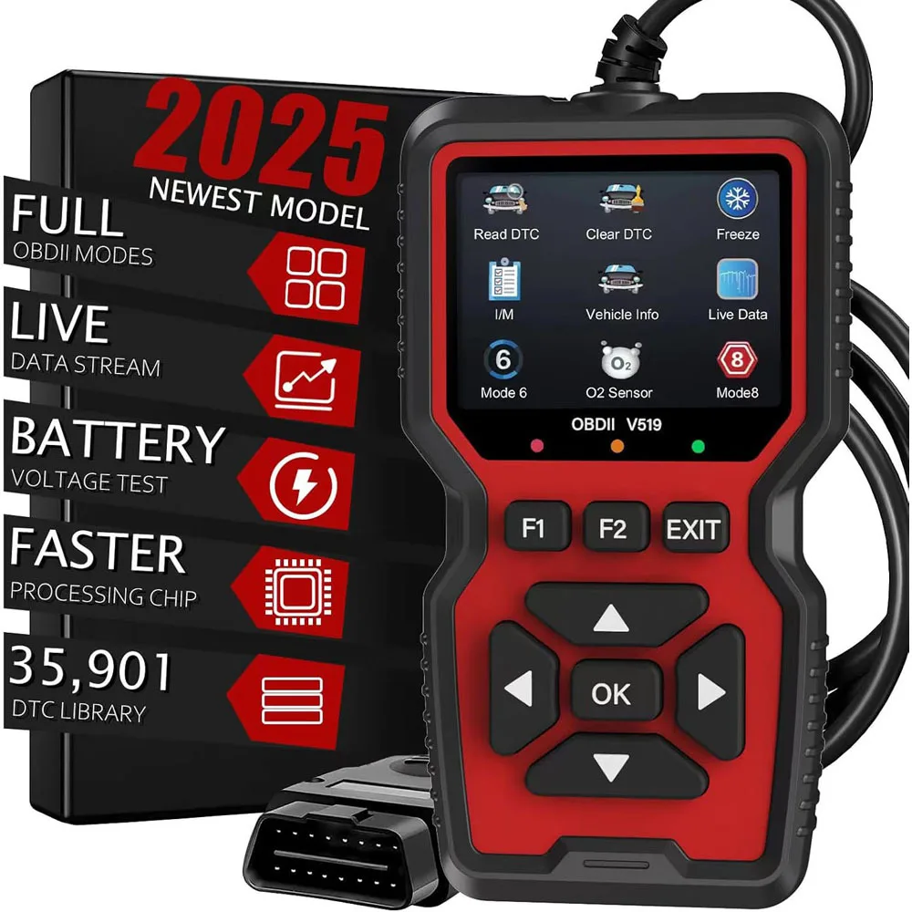 

V519 OBD2 Car Scanner 2025 Automotive Code Reader OBDII ELM327 Car Diagnostic Tool Tester Auto Check Engine Fault Detector