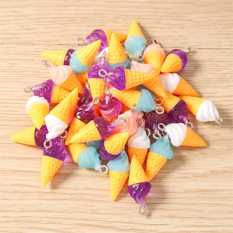10 Stück 10x26mm Bunte Harz-Eiscreme-Anhänger für Schmuckherstellung, Halsketten, Ohrringe, Armbänder, DIY-Bastelarbeiten, Geschenke – Detail 6