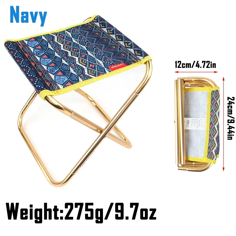 1PC Folding Fishing Chair Gray/Navy/Orange Portable Aluminum Camp Stool with Adjustable Backrest 50kg BBQ/Fishing/Travel