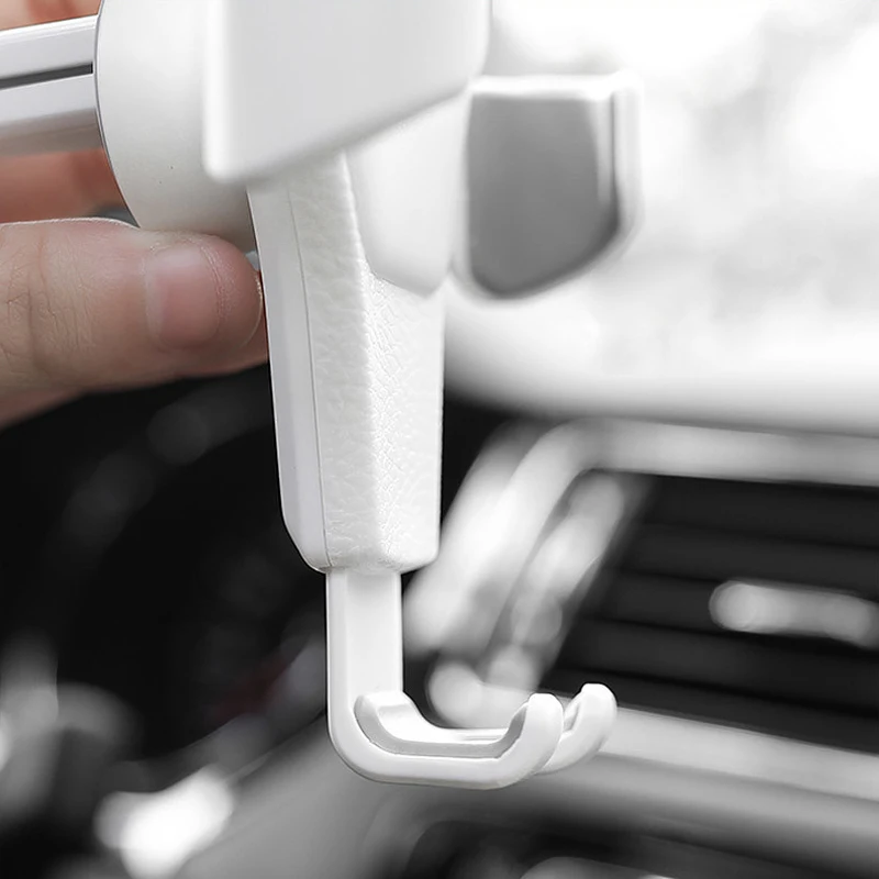 Car Phone Holder GPS Stand Mounts Auto Air Outlet Bracket Leather Texture Gravity Support Interior Accessories For Xiaomi IPhone