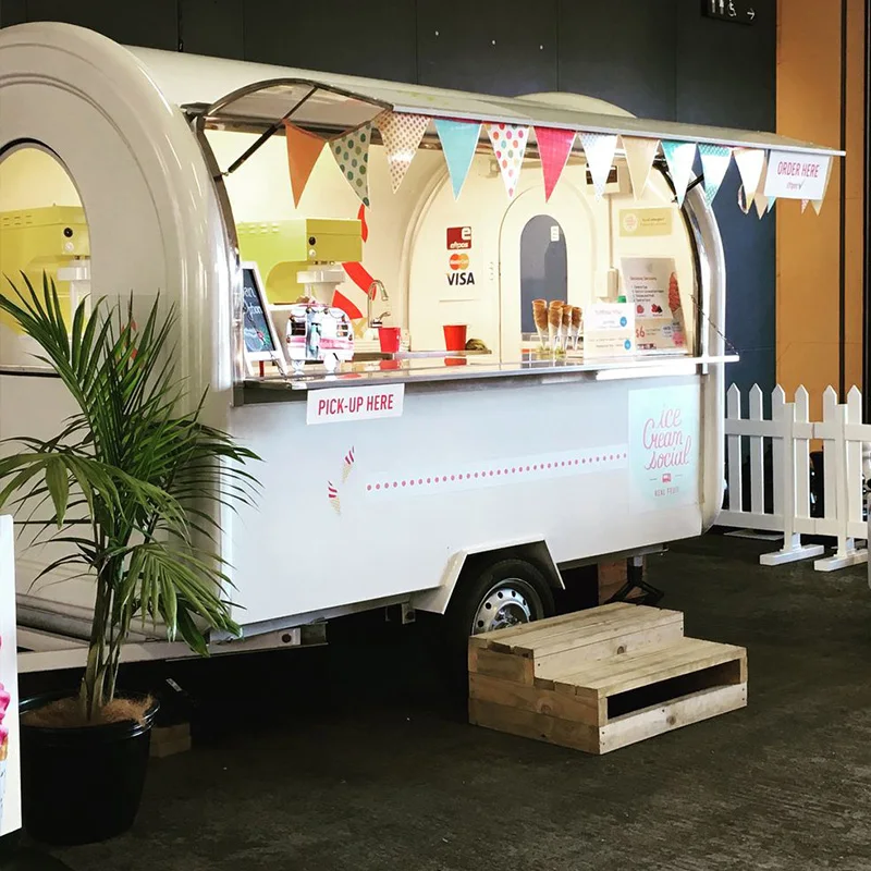 

yu-Custom Fully Equipped Food Gleto Trailer Mobile Ice Cream Trailer with Full Kitchen&