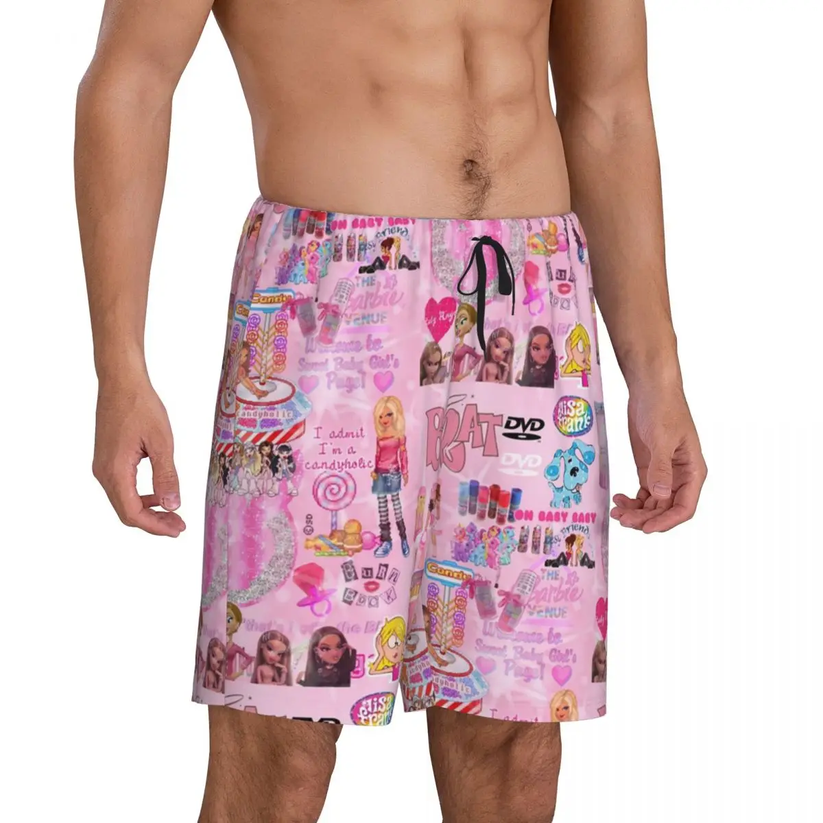 Custom Aesthetic Collage Pajama Shorts Sleepwear Men's Elastic Waistband Cartoon Manga Anime Sleep Lounge Short Pjs with Pockets