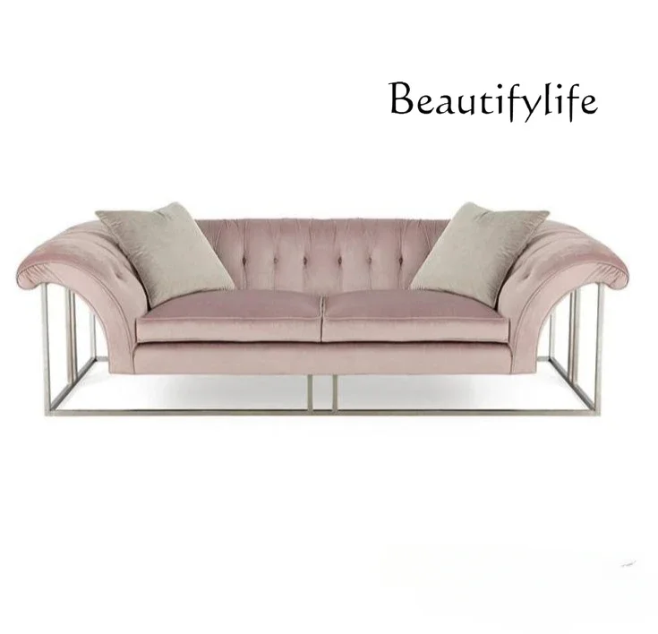 American Country Classic Stainless Steel Sofa Business Office Sofa European Chuangyi Fabric Sofa Residence