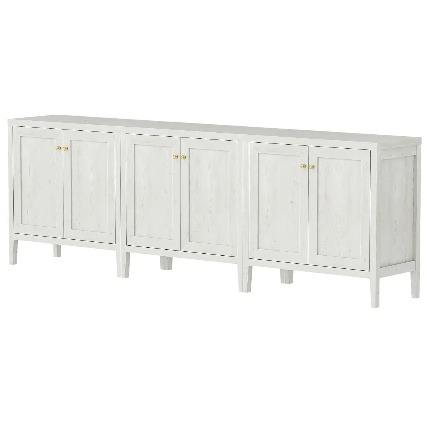 Sideboard Set of 3, Adjustable Shelves Storage Credenza, Kitchen Coffee Bar Console for Living Dining Room, White, Customized
