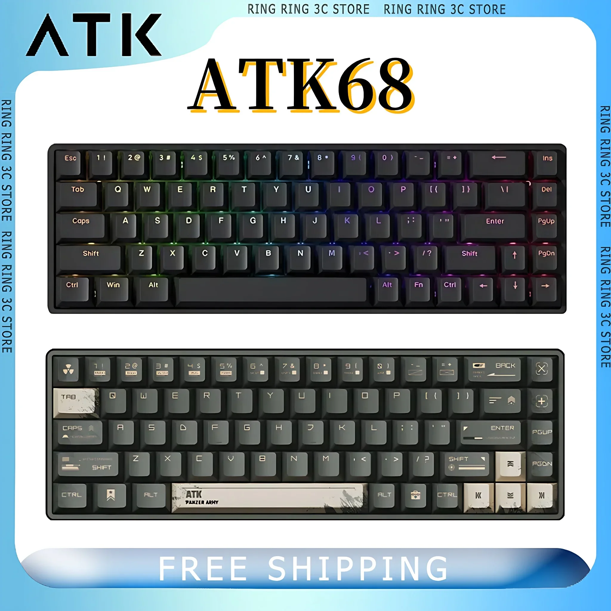 

ATK68 Gamer Mechanical Keyboard Magnetic Switch Esports 68keys Gaming Keyboards RGB PBT Keycaps Hot-Swap Quick Trigger Keyboard