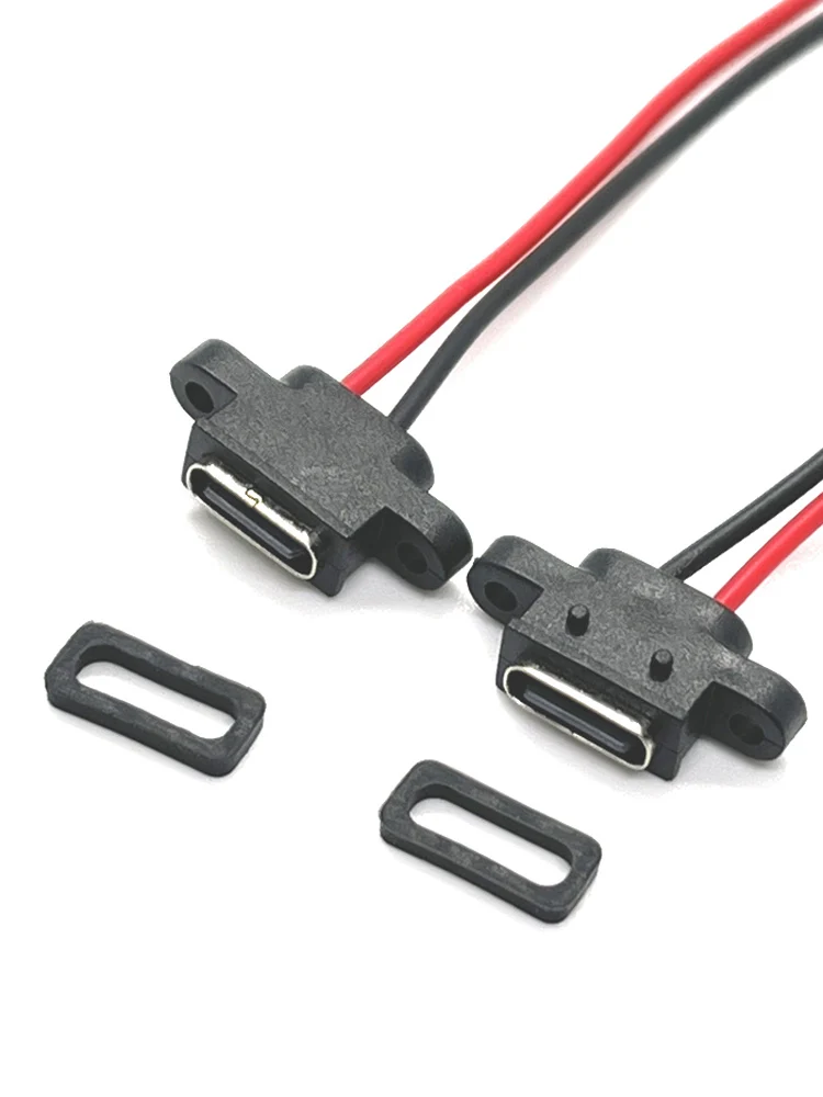 USB Type C IPX67 Waterproof Connector With Wire Female Socket Dock With Screw Hole Type-c Port Charging Interface Jack