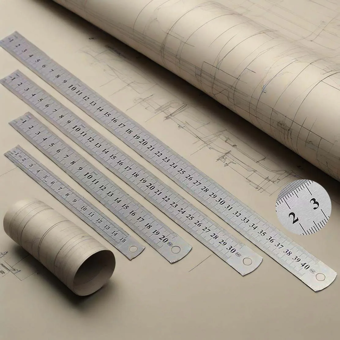 

Metal Ruler Stainless Steel Precision Measuring Tool School Office Straight Ruler 15-40cm