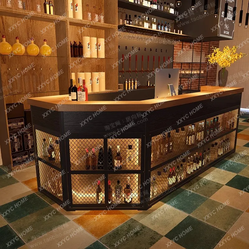 Corner industrial style bar Internet cafe Bar checkout page BBQ shop Billiards hall Gym retro front desk