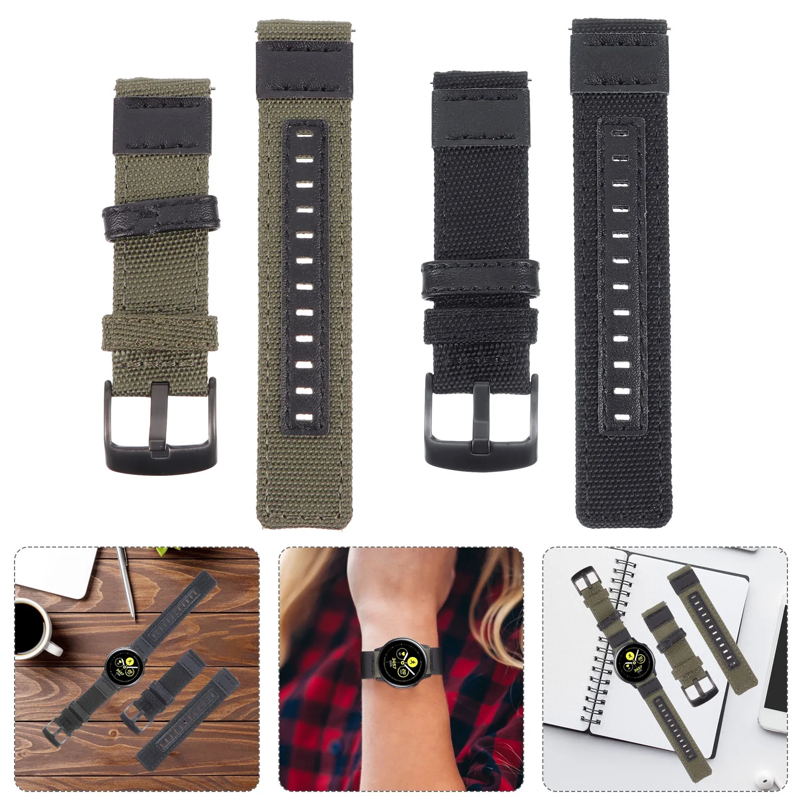 

2pcs Nylon Watch Straps Replacement For Galaxy Watch S3 Quick Release Stainless Steel Buckle Durable Unisex Sports Wristband Men