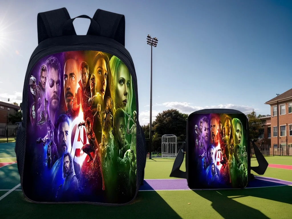 

2 in 1 Student Backpack Set Hot The Avengers Schoolbag with Single Shoulder Bag 2 Pcs Set-Kids Lightweight Bookbag