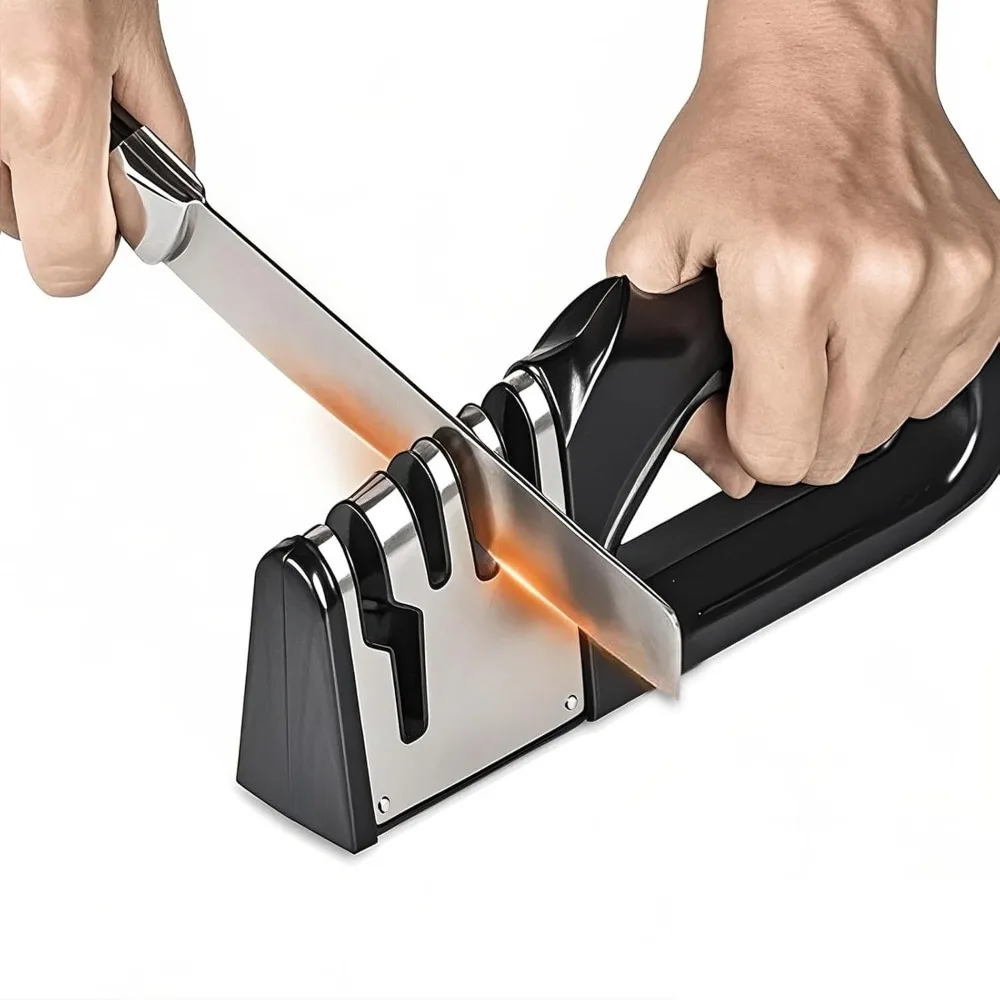 Afilador de cuchillos de cocina 4 en 1, juego de afilado de cuchillos multifunción con Base antideslizante portátil, accesorios para utensilios de cocina