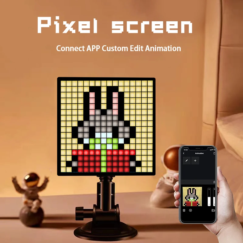 ZSQHET LED 픽셀 아트 디스플레이 스크린 32x32 LED 디지털 시계, 야간 조명 앱 제어 알람 시계, 홈 데코용 픽셀 아트