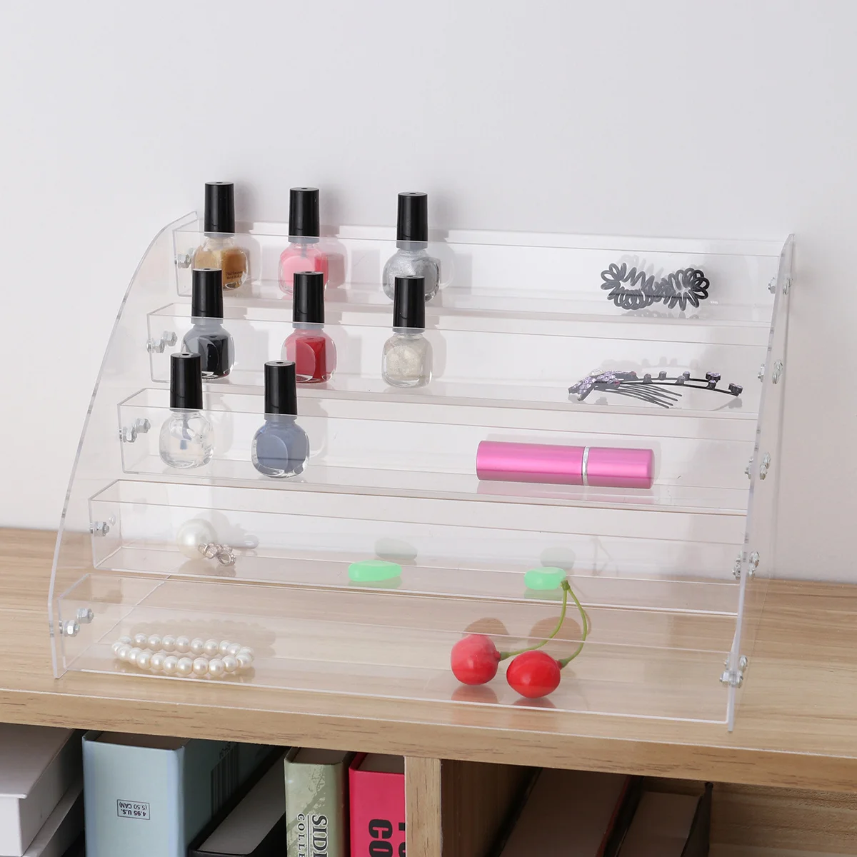 

5 Tier Nail Polish Organizer Acrylic Rack Ergonomic Design Stable Base Holder Nail Polish Organizer Rack