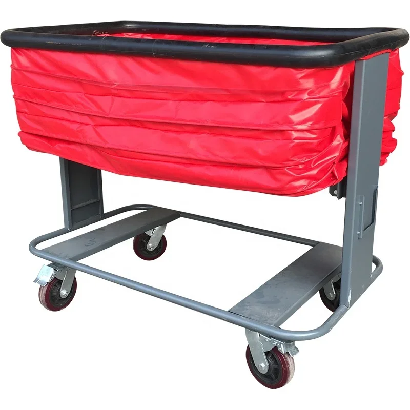 supermarket goods folding carrier warehouse silent pull flat cart