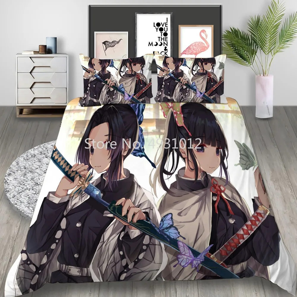 Demon Slayer 3D Print Bedding Sets Funny Anime Duvet Cover Set Luxury Kids Cover Pillowcase Cute Queen King Size Comforter Cover