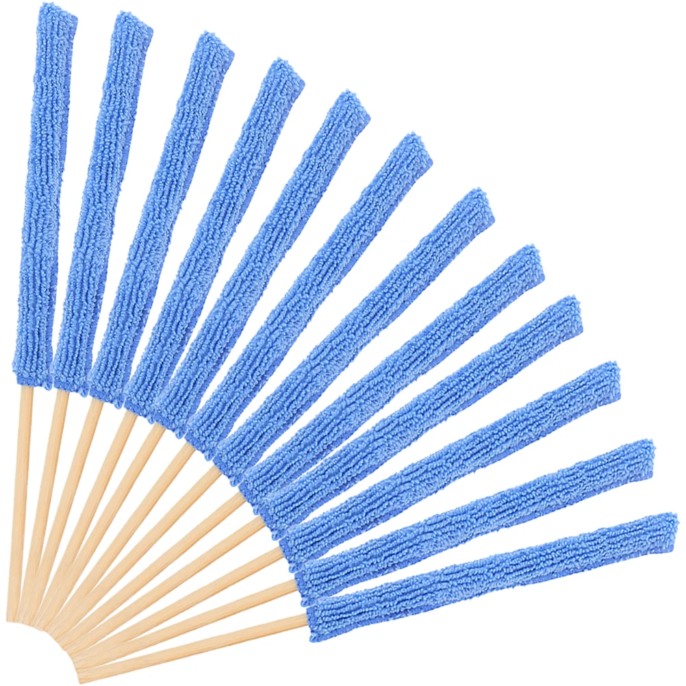 

12pcs Cleaning Stick Glass Bottle Brush Cup Cleaner Blue Microfiber Sticks Household Tool Long Neck Bottles Mug Accessories