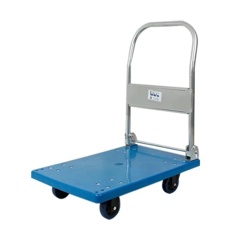trolley Plastic flat truck Cargo trolley Home supermarket Pull goods Flat Foldable