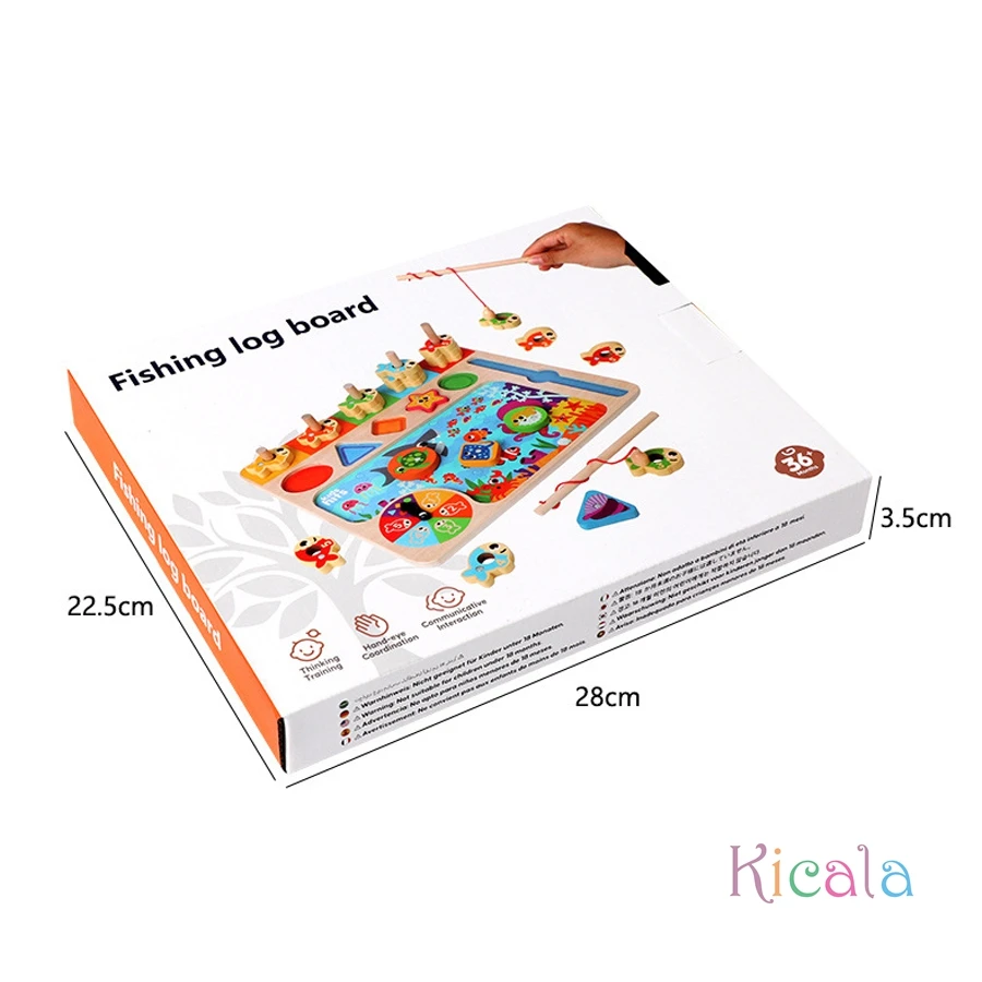 Baby Montessori Educatief Houten Rekenspeelgoed Kinderen Druk Bord Tellen Vorm Kleuren Match Vissen Puzzel Leren Speelgoed Geschenken