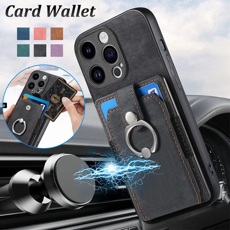 Leather Case For Huawei Honor 50 Se 60 70 80 Pro 80Se 2in1 Card Slot Car Magnetic Ring Stand Back Cover