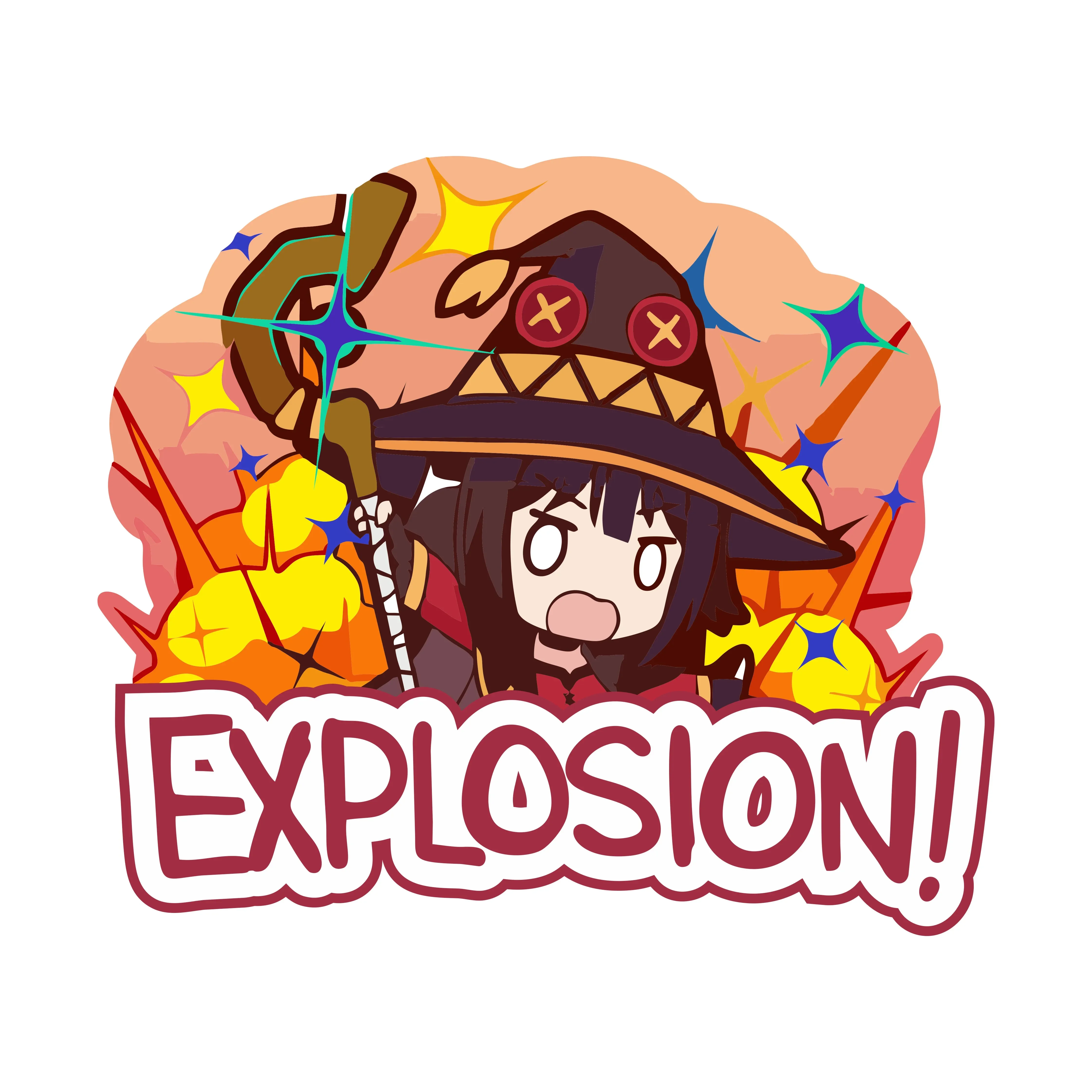 The New Design Is Konosuba Megumin Explosive Car Sticker Sunscreen Cartoon Scratch Decal Waterproof Bumper Car Shape, 13cm