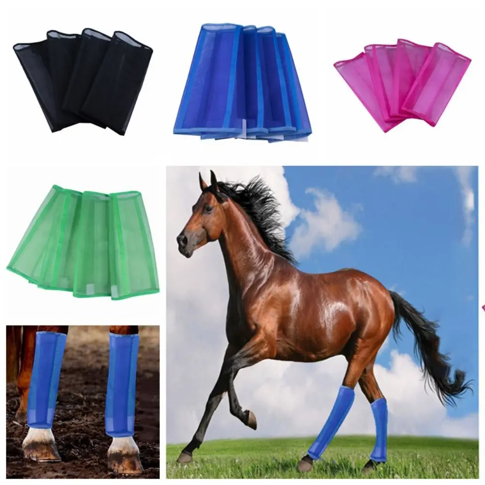 4pcs/set Breathable Fly Boots for Horses Fine Mesh Colorful Horse Protective Gear Durable Loose Horse Boots Protective Gear