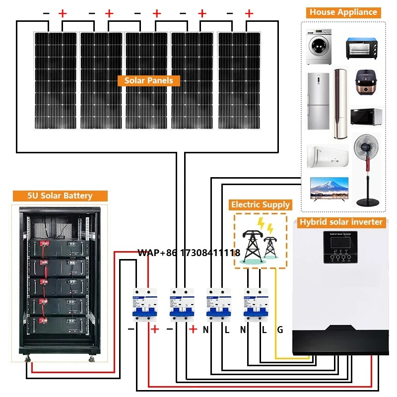 النظام الشمسي الهجين خارج الشبكة بطارية ليثيوم 5kw 10kw 15kw العاكس مع شحن Mppt كاملة للاستخدام المنزلي