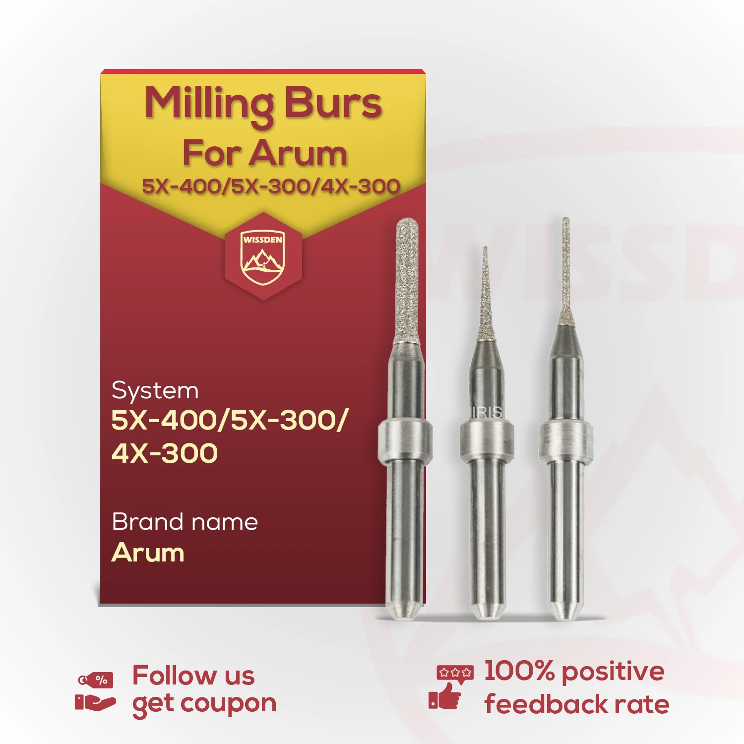 Milling burs For Arum 5X-400 5X-300 4X-300 Milling Machine 2Pcs