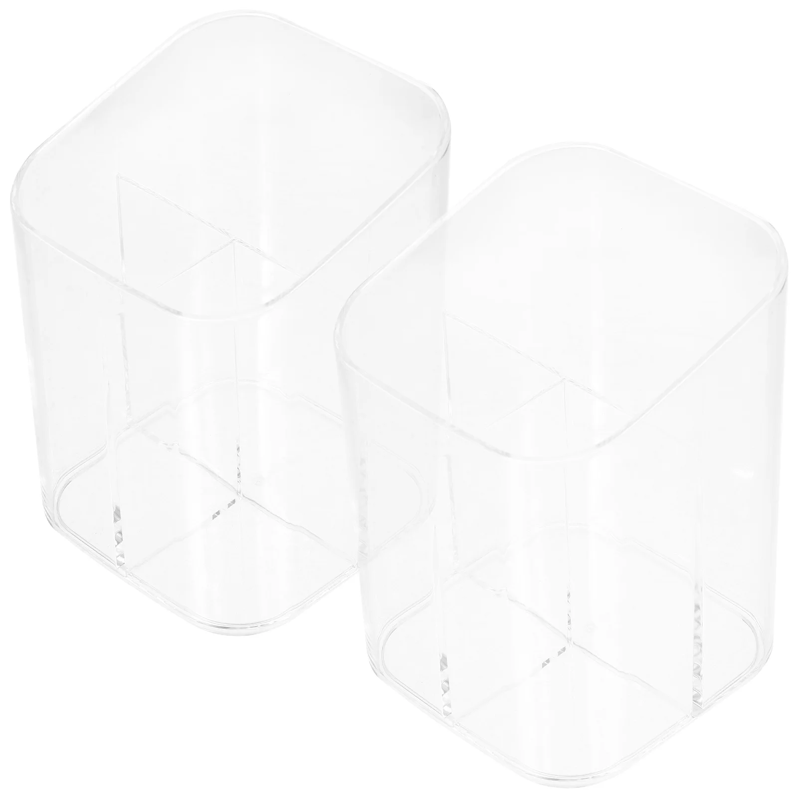 2 Pcs Clear Makeup Organizer Brush Bucket Holder Holders Large Transparent Stands